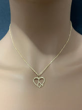 Load image into Gallery viewer, New Real 18K Saudi Gold Necklace Rope Chain 15.75&quot; w/ Heart Pendant - Rafant

