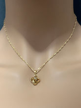 Load image into Gallery viewer, 18K Gold Necklace Chain 15.75 inches Flower Pendant - Rafant
