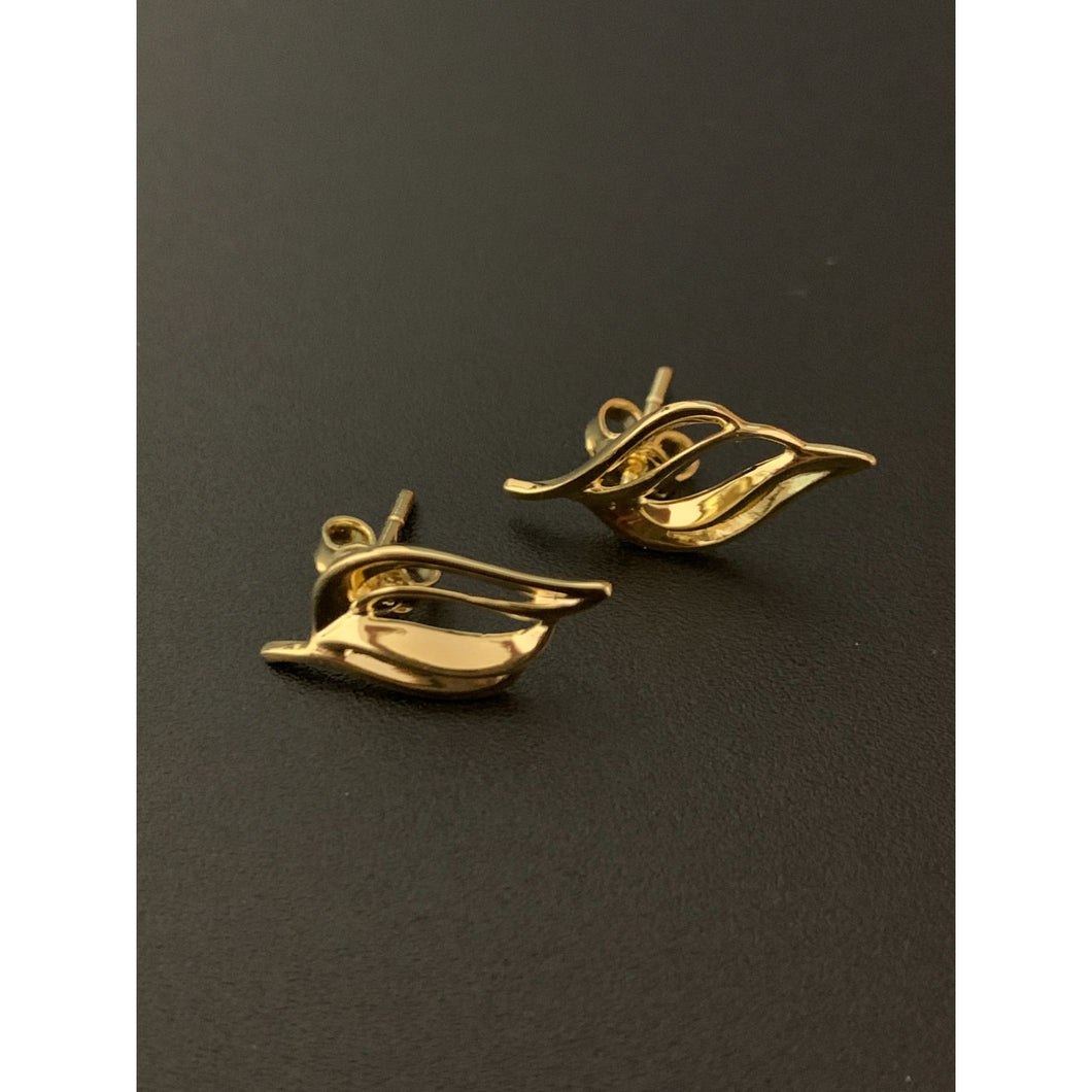 New Real 18K Japan Gold Leaf Stud Earrings - Rafant