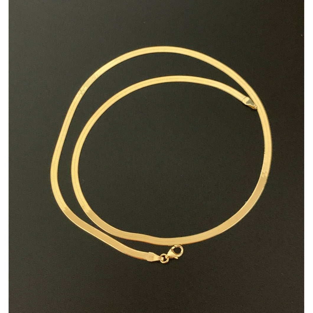 18K Gold Chain Necklace Omega Herringbone 16