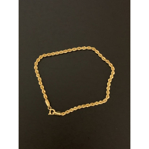 18K Gold Bracelet Rope Chain Size 7.5 inches - Rafant