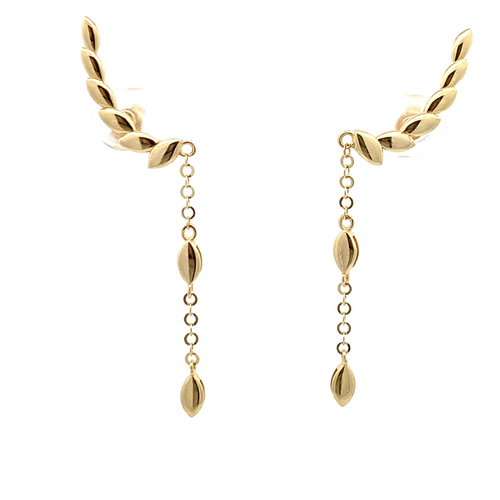 18K Gold Earrings Post Dangling - Rafant