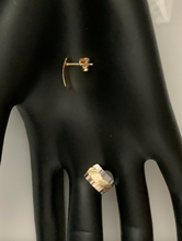 Load image into Gallery viewer, New Authentic 18K Saudi Gold Stud Two Tone White/Yellow Gold Earrings - Rafant
