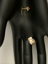 Load image into Gallery viewer, New Authentic 18K Saudi Gold Stud Two Tone White/Yellow Gold Earrings - Rafant
