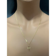 Load image into Gallery viewer, Real 18K Saudi Gold Necklace Chain 22&quot; w/ Cross Pendant 2.85 grams - Rafant
