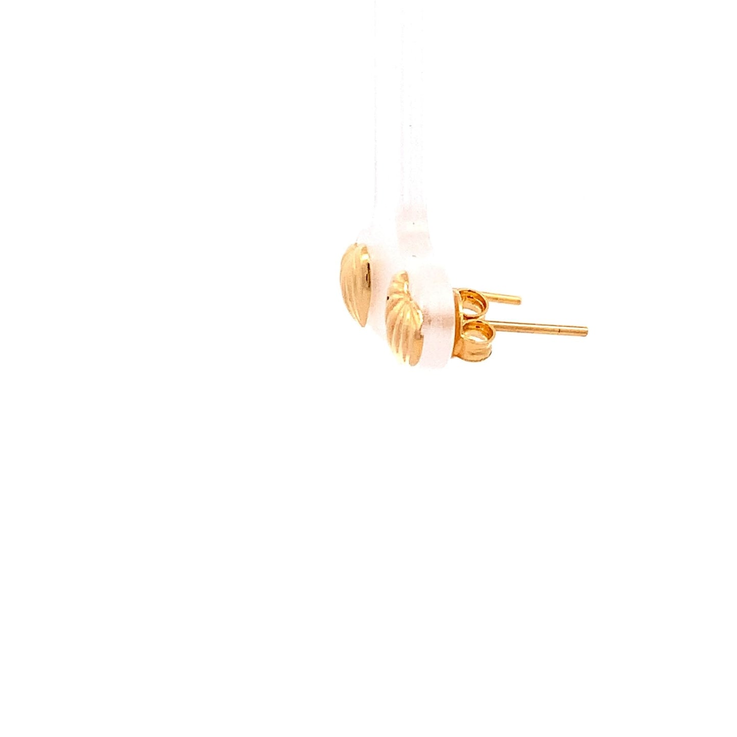 18K Gold Earrings Heart Stud Tiny 0.98 grams - Rafant