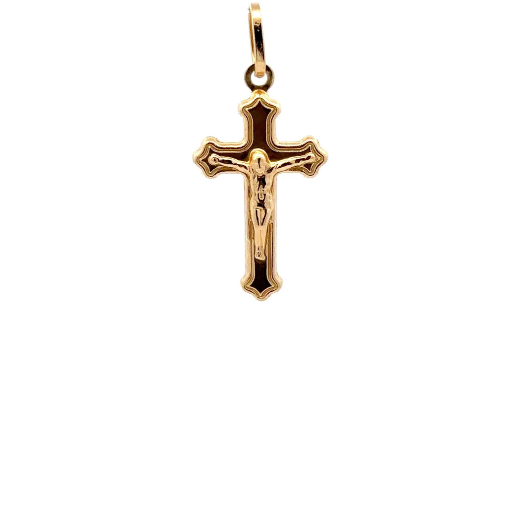 18K Gold Pendant Cross Jesus Christ Religious 0.69 grams - Rafant