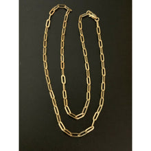 Load image into Gallery viewer, 18K Saudi Gold Paperclips Chain Link Necklace 15.75&quot; - Rafant
