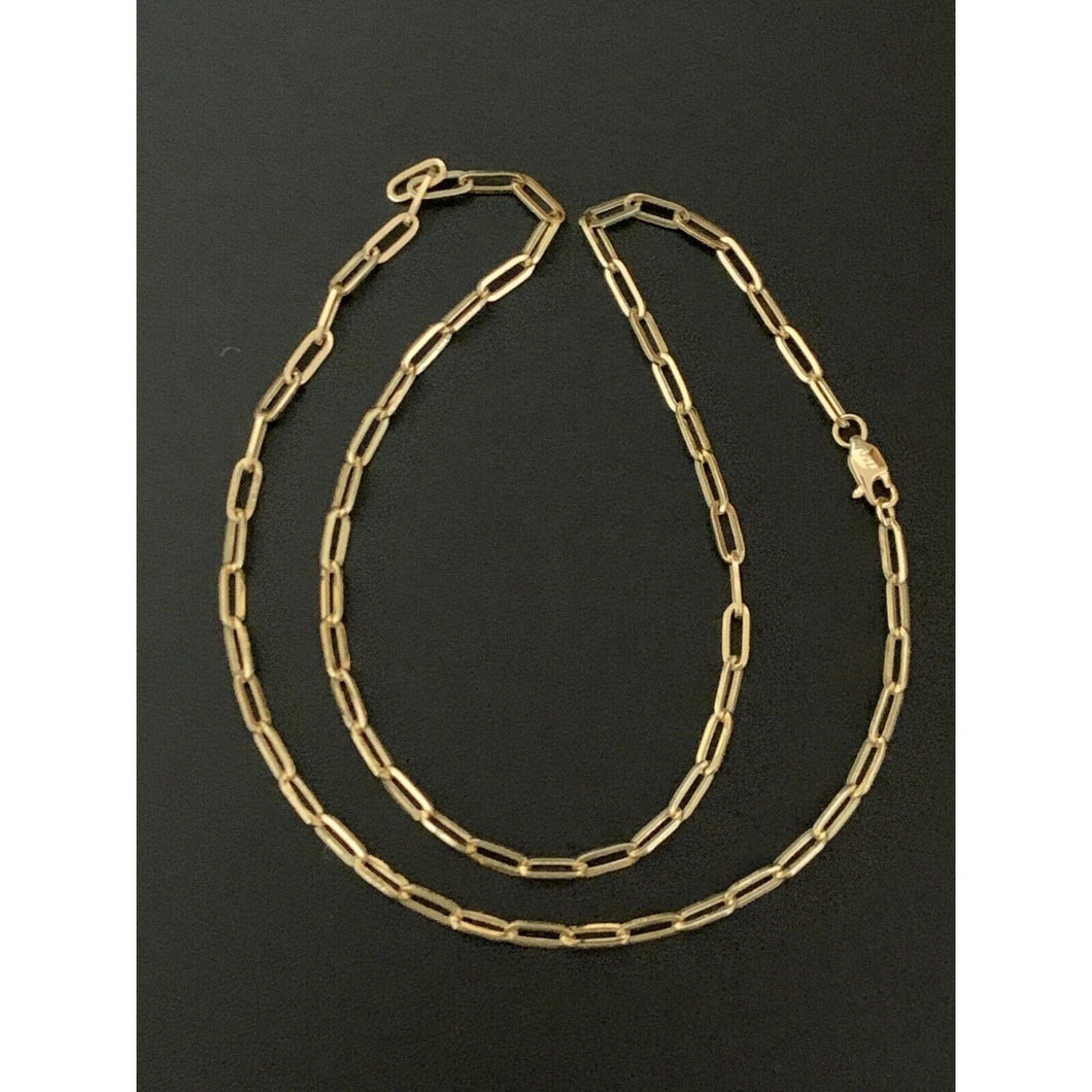 18K Saudi Gold Paperclips Chain Link Necklace 15.75