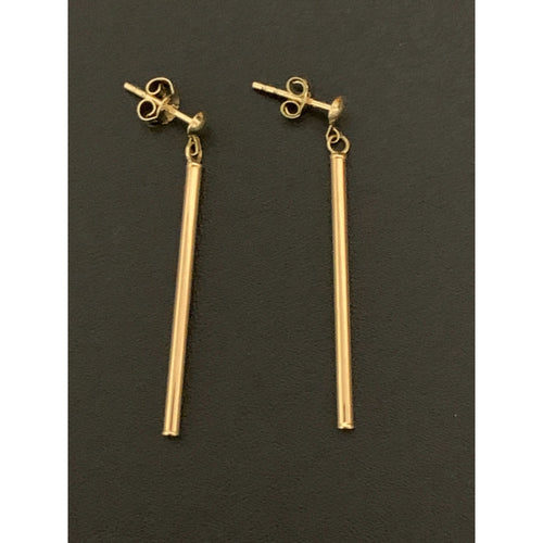 18K Gold Earrings Bar Post Dangling 1 gram - Rafant