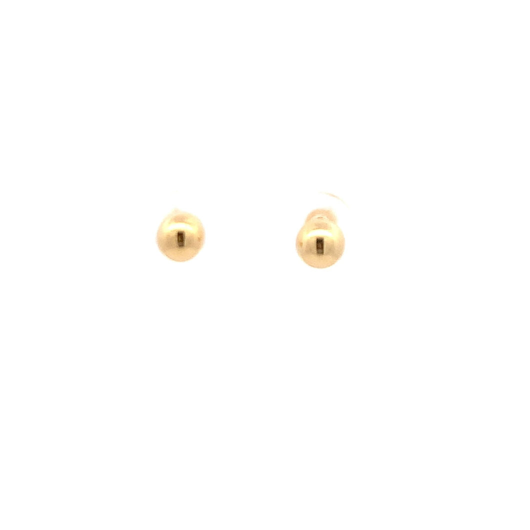 18K Yellow Gold Earrings Stud Balls Polished 0.88 grams - Rafant