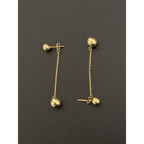 18K Gold Earrings Dangling Polished Balls 2.18grams - Rafant