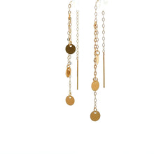 Load image into Gallery viewer, 18K Gold Earrings Threader Discs 0.34 grams Very Tiny - Rafant
