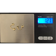 Load image into Gallery viewer, 18K Gold Earrings Cuff Heart Ball Pendant 1.27 grams - Rafant
