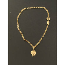 Load image into Gallery viewer, 18K Gold Bracelet Rolo Chain 7.25 inches with Heart Charm 1.45 grams - Rafant
