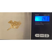 Load image into Gallery viewer, 18K Saudi Gold Necklace Chain 17.75&quot; Curb with Cross Pendant - Rafant
