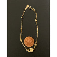 Load image into Gallery viewer, 18K Gold Bracelet Key Lock Bead Charms Size 6.5 inches plus one inch extension 2.61 grams - Rafant
