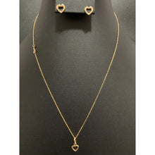 Load image into Gallery viewer, 18K Gold Necklace Chain 17.75&quot; w/Heart Pendant and Earrings Set - Rafant
