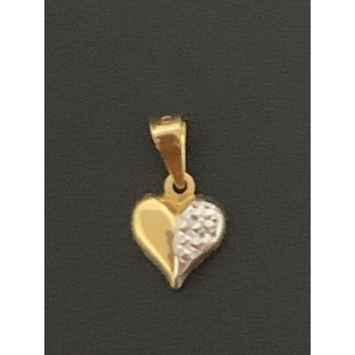 18K Gold Pendant Heart Two Tone White Yellow 0.50 grams - Rafant