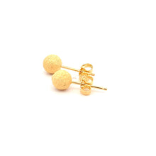 Load image into Gallery viewer, 18K Yellow Gold Earrings Ball Frosted Small 1.31 grams - Rafant

