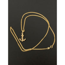 Load image into Gallery viewer, 18K Gold Necklace Curb Chain 19.50&quot; with Anchor Pendant 2.84 grams - Rafant
