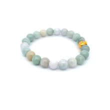 Load image into Gallery viewer, 24K Gold Money Bag Lucky Charm Bracelet Natural Burma Jade Gemstones 8mm - Rafant
