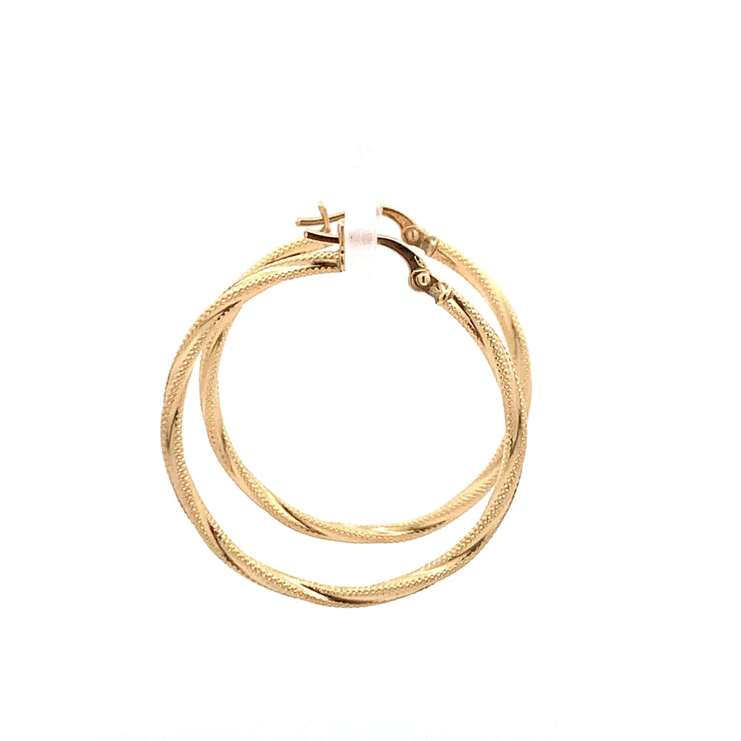 18K Yellow Gold Earrings Hoops Spiral 1.52 grams - Rafant