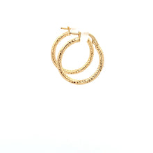 Load image into Gallery viewer, 18K Yellow Gold Earrings Hoops Small Textured 1.20 grams - Rafant
