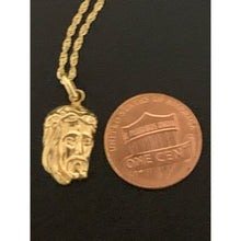 Load image into Gallery viewer, 18K Saudi Gold Necklace Rope Chain 17.75&quot; with Jesus Christ Face Pendant - Rafant
