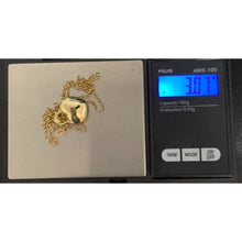 Load image into Gallery viewer, 18K Gold Necklace Rolo Chain 17.5 inches Puffed Heart Pendant 3.07 grams - Rafant
