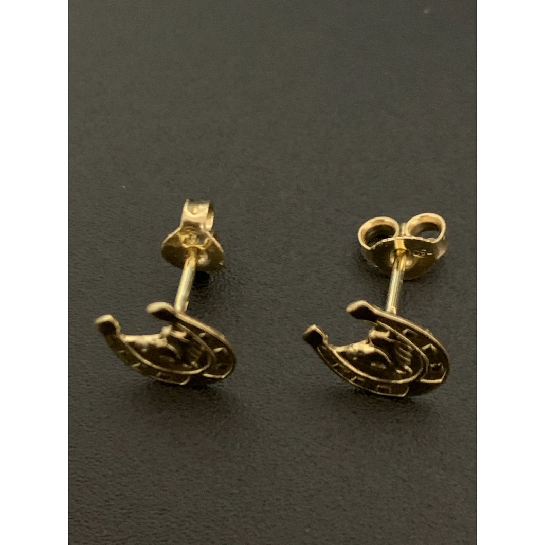 18K Gold Earrings Stud Horseshoe 1.23 grams - Rafant
