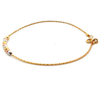 Load image into Gallery viewer, 18K Gold Bracelets Beaded Tricolor Yellow White Rose Size 6.75 inches 1.29 grams - Rafant
