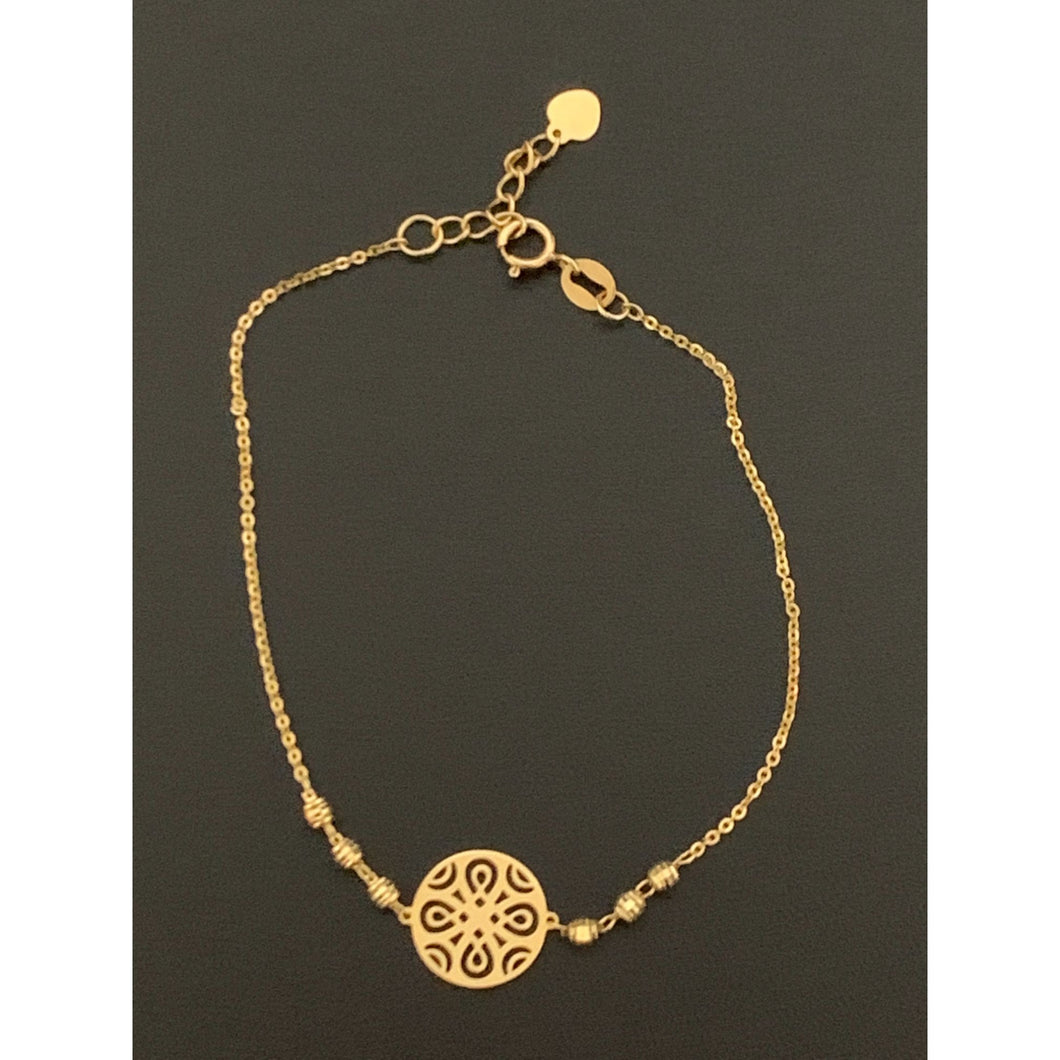 18K Gold Bracelet Circle Round Bead Charms Size 6.5 inches plus 1 inch extensions - Rafant