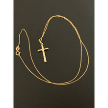 Load image into Gallery viewer, 18K Gold Necklace Chain Box 17.50 inches with Cross Pendant 1.91 grams - Rafant
