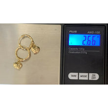 Load image into Gallery viewer, 18K Saudi Gold Hoops with Heart Charm Earrings - Rafant
