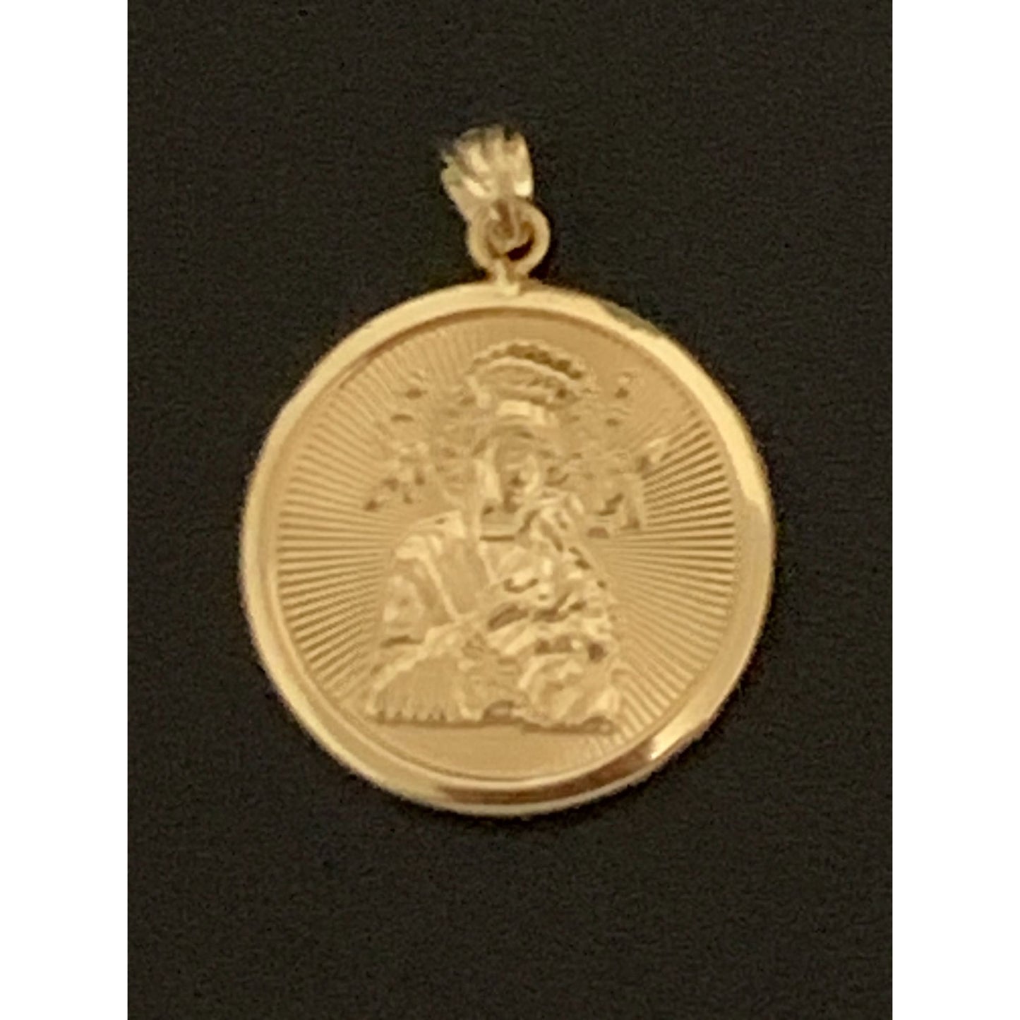 18K Gold Pendant Religious Round Mother Mary Jesus Christ 2.83 grams - Rafant