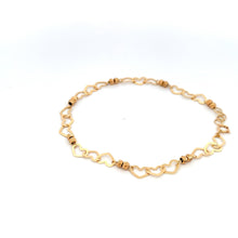 Load image into Gallery viewer, 18K Yellow Gold Bracelet Heart Beads 2.46 grams 7.5 inches - Rafant
