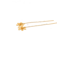 Load image into Gallery viewer, 18K Yellow Gold Earrings Threader Drop Snowflakes 0.33 grams 1.5 inches Very tiny - Rafant
