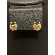Load image into Gallery viewer, 18K Gold Earrings Stud Horseshoe 1.23 grams - Rafant
