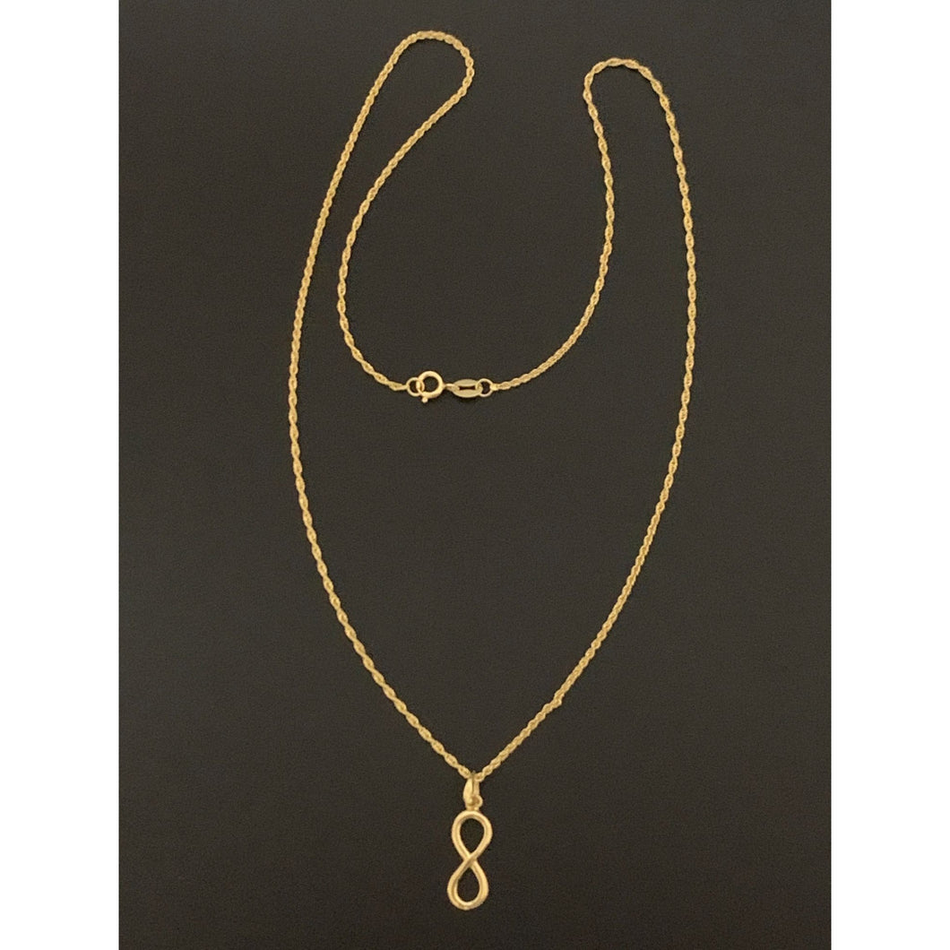 18K Gold Necklace Twisted Chain 17.5 inches with Infinity Pendant 1.48 grams - Rafant