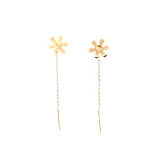 Load image into Gallery viewer, 18K Yellow Gold Earrings Threader Drop Snowflakes 0.33 grams 1.5 inches Very tiny - Rafant

