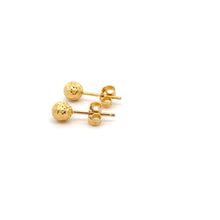 Load image into Gallery viewer, 18K Gold Earrings Stud Balls Textured 0.81 grams Small - Rafant
