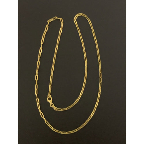 18K Gold Necklace Chain Paperclip Small Links 18 inches 2.78 grams Thin - Rafant