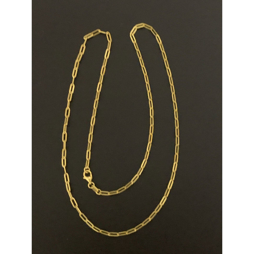 18K Gold Necklace Chain Paperclip Small Links 18 inches 2.78 grams Thin - Rafant