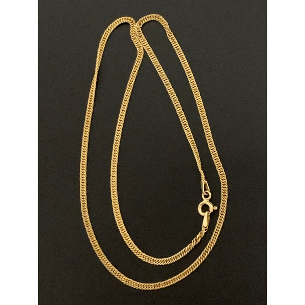 18K Gold Necklace Curb Chain Only 15.5 inches 2.20grams - Rafant