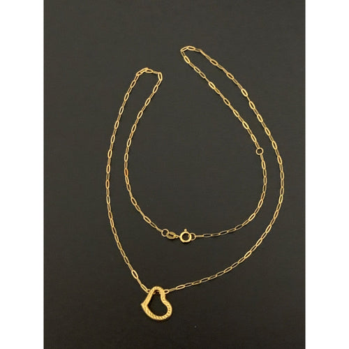 18K Gold Necklace Chain Heart 17.75 inches 1.21 grams - Rafant