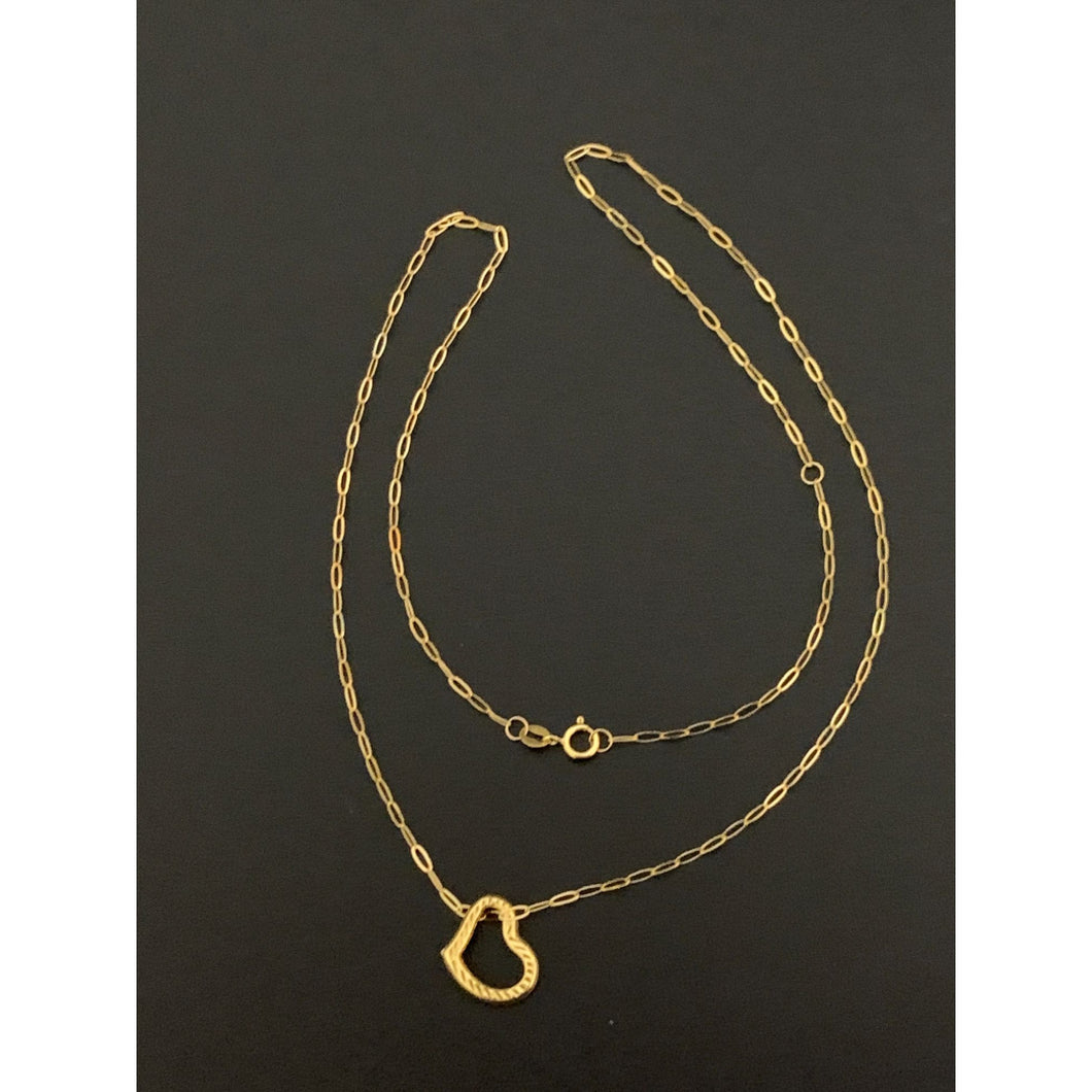 18K Gold Necklace Chain Heart 17.75 inches 1.21 grams - Rafant