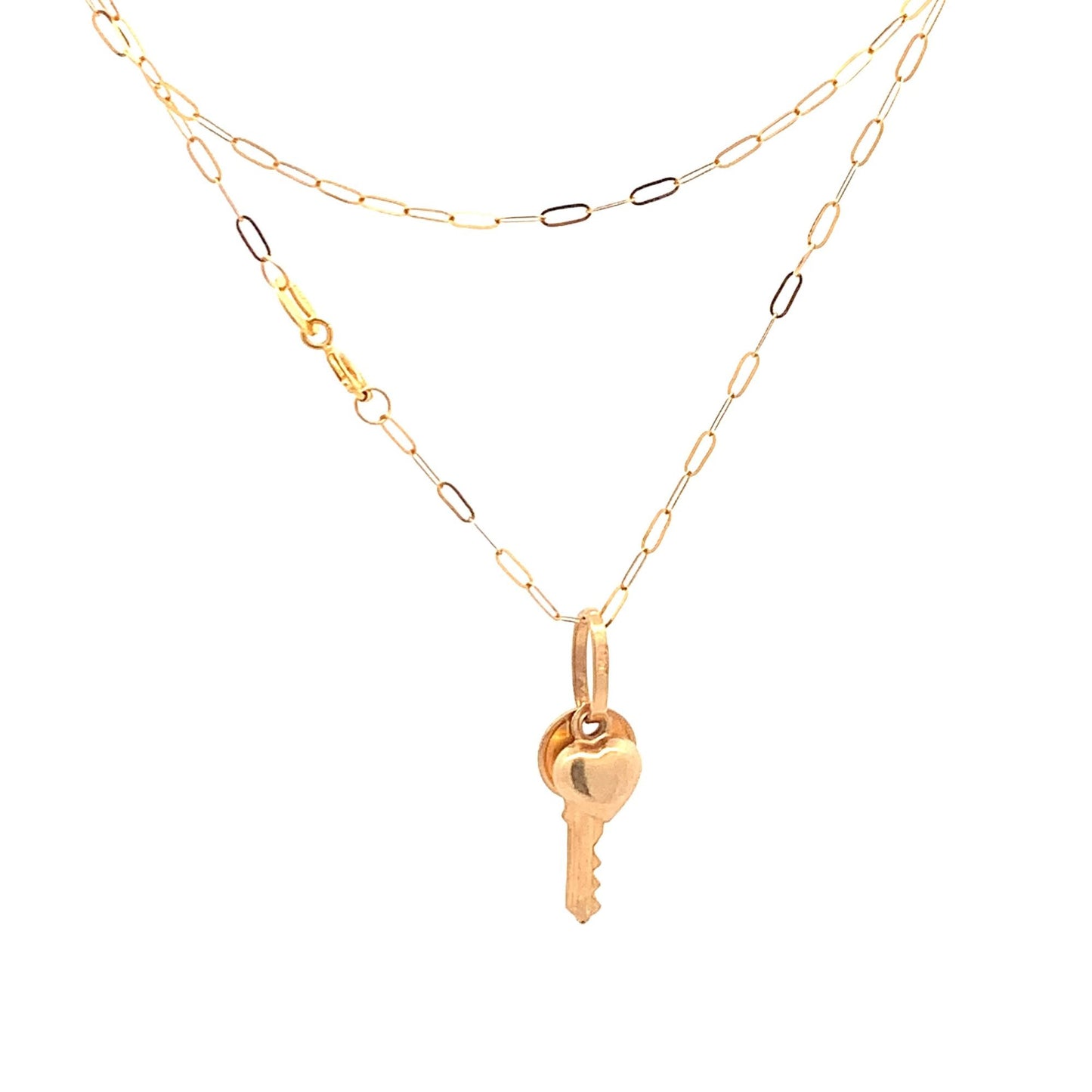 18K Yellow Gold Necklace Chain 18 inches Heart Pendant 1.53 grams - Rafant