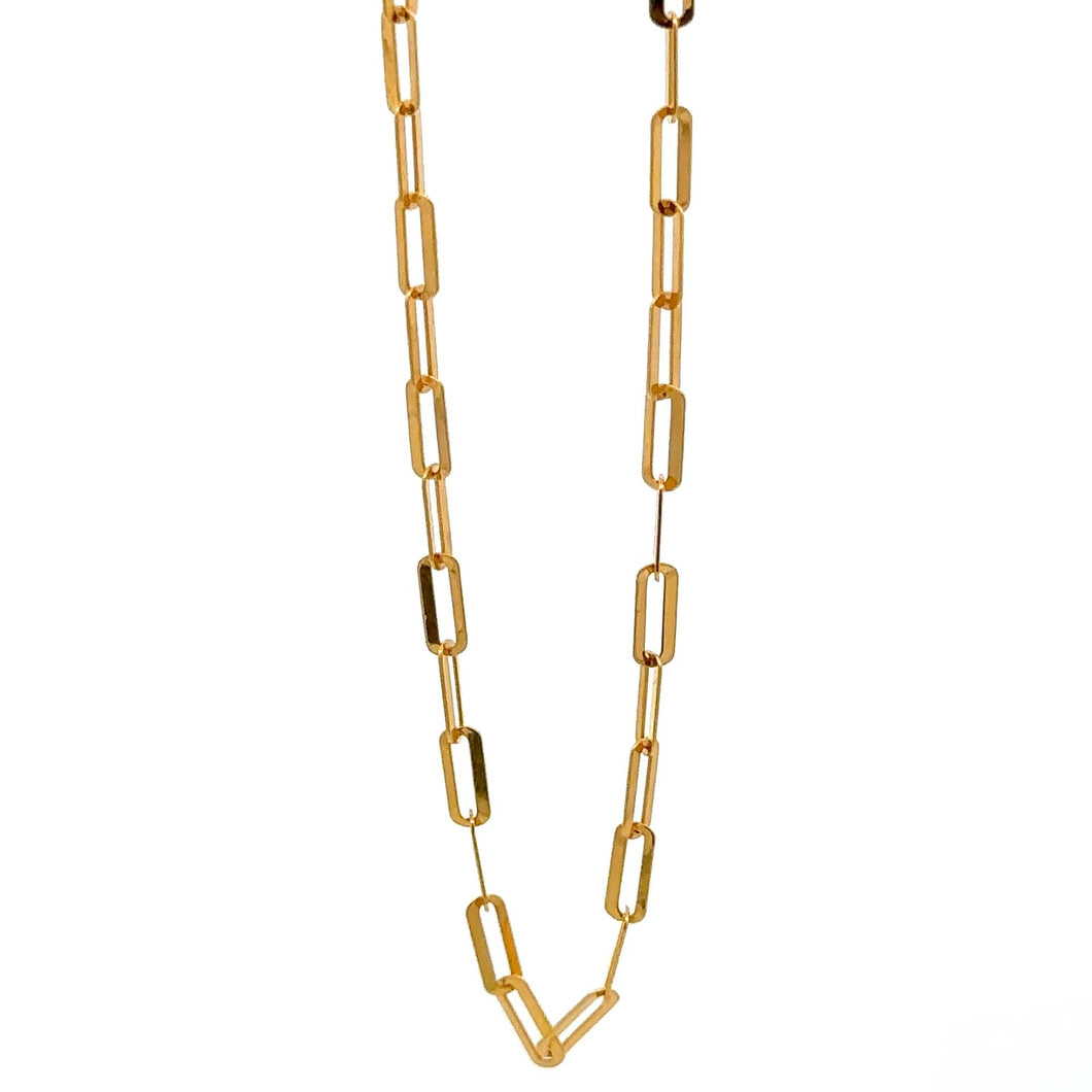 18K Gold Bracelet Paperclip Size 7 inches - Rafant