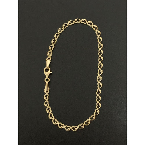 18K Gold Bracelet Heart Link 1.90 grams Size 7 inches - Rafant